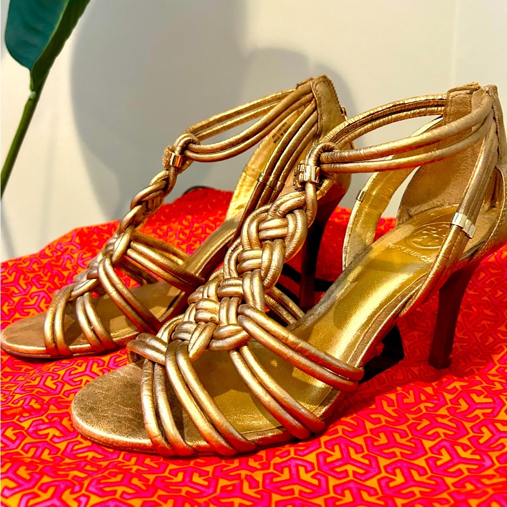 Tory Burch size 8.5 braided strappy heel
